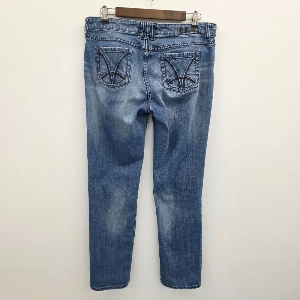 KUT from the Kloth Womens 10 Blue Skinny Jeans Distressed Stretch Mid Rise Denim